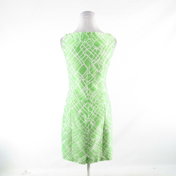 Bright green white  DONCASTER sheath dress 4 - Picture 7 of 8